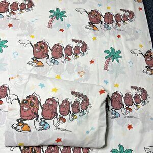 Vintage California Raisins Twin Flat Bed Sheet Flat & Fitted 1988 Colrab